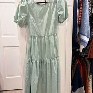 Urban Outfitters open back Mint Green Puff Sleeve Dress